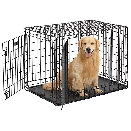 Midwest Homes For Pets, Ultima Pro, Gabbia Metallica Per Cani Lunga 106,68 Cm, Pieghevole, Forte, 2 Porte, Pannello Divisorio, Piedini Protettivi A Ru