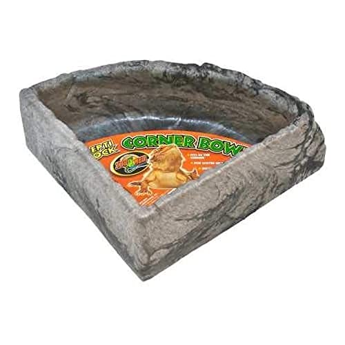 Zoo Med Repti Rock Corner - Ciotola Per Rettili Angolare, Mangiatoia Per Rettili, Ciotola Per L'Alimentazione Del Rettile, Dispenser Per Acqua E Cibo