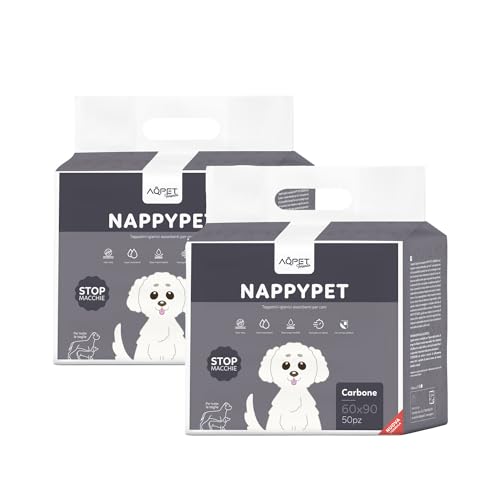 Aqpet Tappetini Igienici Assorbenti Con Carboni Attivi Per Cane Traverse Per Animali Domestici Cuccioli Anti Odore, 60X90 Cm, 100 Pezzi