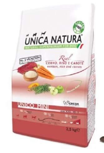 Crocchette Cane - Unica Natura Mini - Cervo, Riso, Carote - Gluten Free 2,5Kg