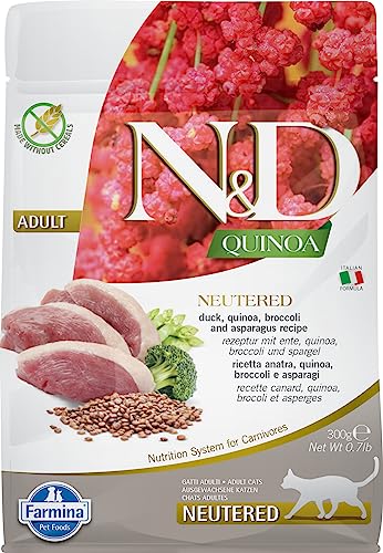 N&D Quinoa Cat Duck, Brocolli & Asparagus Neutered Adult 300 Gr