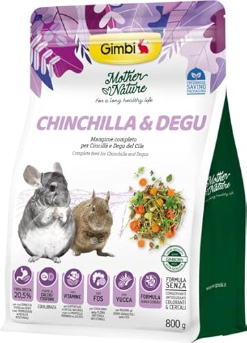 Gimbi Mother Nature Chinchilla & Degu Alimento Completo Per Cincillà E Degu Senza Conservanti E Coloranti 800 G