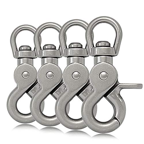 Ganzoo Moschettone A Forbice Con Giunto Girevole/Testa Girevole, Set Da 4, Argento
