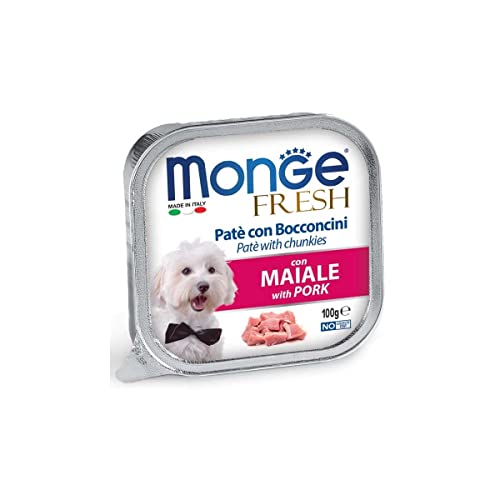 Monge Fresh Pork, Cibo Umido Per Cani (Cibo Umido A Base Di Carne Di Maiale, Di Alta Qualità, Senza Coloranti E Conservanti, Cibo Per Cani Facilmente
