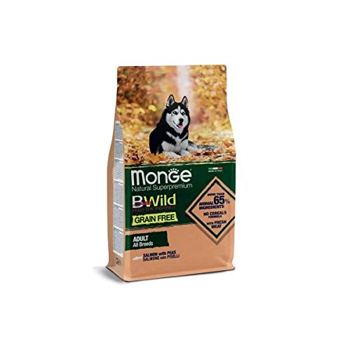 Monge Bwild Adult Salmon And Peas, Cibo Per Cani Per Tutte Le Razze ( Secco Con Salmone E Piselli, Con Pochi Cereali, Contenuto: 12 Kg)