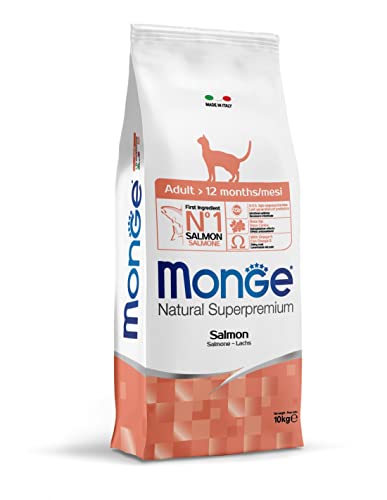 Monge Natural Superpremium Monoprotein Adult Salmon, Cibo Secco Per Gatti Adulti (Alimento A Base Di Salmone, Acidi Grassi Omega-3, Senza Coloranti Ag