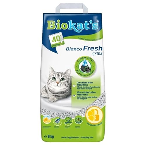 Biokat'S Bianco Fresh Extra Con Carbone Attivo Antibatterica Profumata 8 Kg 40 Gg