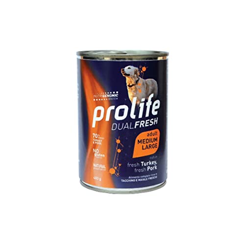 Prolife Dual Fresh Adult Fresh Turkey, Fresh Pork - Medium/Large Scatoletta 400Grammi