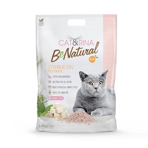 Cat&Rina Benatural, Lettiera Per Gatti Al Tofu Agglomerante Di Origine Vegetale. Fino A 30 Giorni Di Utilizzo. Si Smaltisce Nell'Organico O Nel Wc. Al