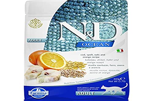 N&D Ocean Cat Codfish, Spelt, Oats And Orange Adult 300G