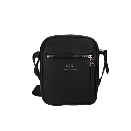 Armani Exchange Essential Dino, Front Pocket, Zip Around, Crossbody Uomo, Nero, Taglia Unica