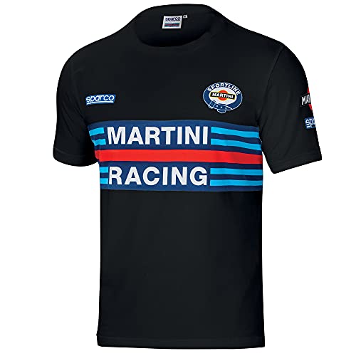 Sparco 01274Mrnr3L, Maglietta Martini-R Taglia L Nero Unisex Adulto, 42/50 Eu, Nero, 42/50 Eu