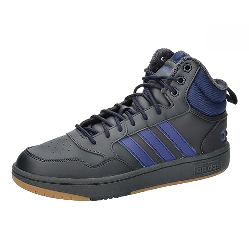 Adidas Hoops 3.0 Mid Lifestyle Basketball Classic Fur Lining Winterized Shoes, Sneaker Uomo, Carbon Dark Blue Gum4, 46 Eu