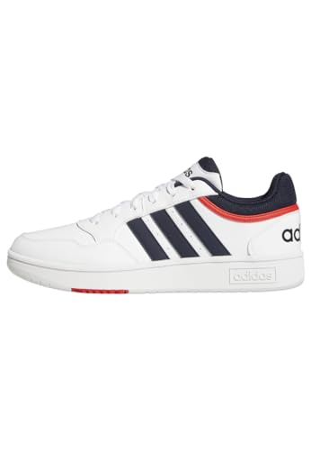 Adidas Hoops 3.0 Low Classic Vintage Shoes, Uomo, Ftwr White Legend Ink Vivid Red, 41 1/3 Eu