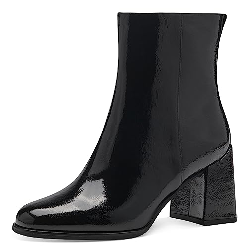 Marco Tozzi Stivaletti Donna Con Tacco Eleganti, Black Patent, 38 Eu