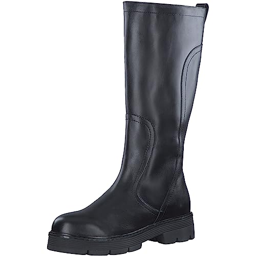 Marco Tozzi Stivali Alti Donna Senza Tacco In Pelle Altezza Ginocchio, Black, 41 Eu