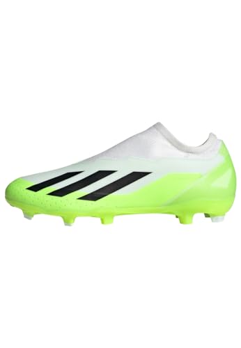 Adidas X Crazyfast.3 Laceless Firm Ground, Scarpe Da Calcio Unisex - Adulto, Ftwr White Core Black Lucid Lemon, 47 1/3 Eu