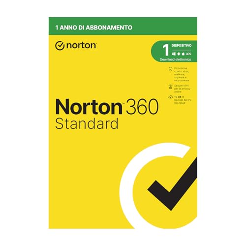 Norton 360 Standard 2024, Antivirus Per 1 Dispositivo, Licenza Di 1 Anno, Pc, Mac, Tablet E Smartphone