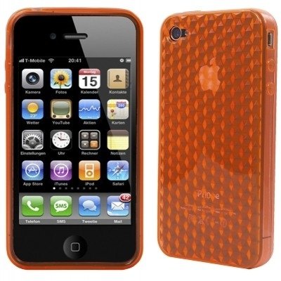 Logotrans Cubic Series Custodia In Silicone Per Apple Iphone 4, Colore: Arancione