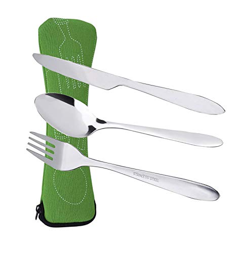 Prettyui Silverware - Set Di Posate In Acciaio Inox Con Borsa Organizer Per Viaggi, Campeggio, Stoviglie, Contenitore Per Il Pranzo Per Picnic, Scuola