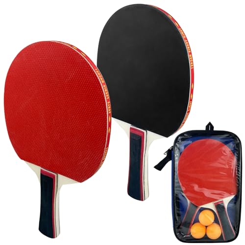 Diompirux Set Da Ping Pong Con 2 Racchette, 3 Palline, 1 Borsa Portatile, Set Da Ping Pong Professionale Per Gioco Da Interni O Esterni, Ping Pong Da