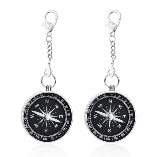 2 Pezzi Bussola Portatile Con Portachiavi A 2 Bar, Strumento Di Navigazione Tascabile, Accessorio Di Scena Survival Per Avventura, Lettura Di Carte, N