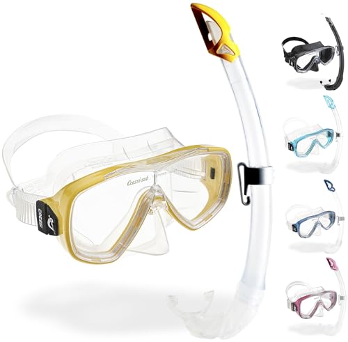 Cressi Onda Mare Combo Set Maschera Sub Onda E Snorkel Mexico, Trasparente/Giallo