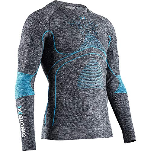 X-Bionic Energy Accumulator 4.0 Melange Round Neck Long Sleeves, Strato Base Camicia Funzionale Uomo, Dark Grey Blue, L