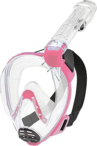 Cressi Baron Full Face Mask, Maschera Snorkeling Integrale Anti Fog Facciale Comfort Valvola Scarico E Dry Gioventù Unisex, Trasparente/Rosa, Junior