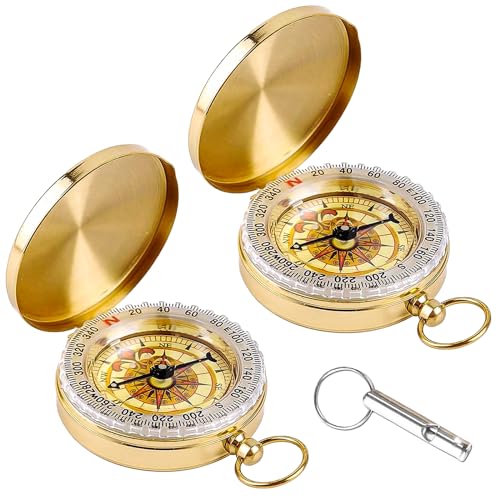 2 Pezzi Bussola Bambini Bussola Vintage Bussola Tascabile,Bussola Per Esterni,Bussola Con Funzione Luminosa Per L'Escursionismo Campeggio E Altre Atti