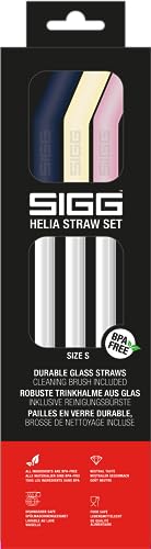 Sigg Helia Set Di Cannucce In Vetro (4 Pezzi), Set Di Cannucce Lavabili In Lavastoviglie In Vetro, Set Composto Da Cannucce Riutilizzabili E Scovolino