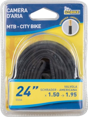 Camera D'Aria Mountain Bike City Bike 24" X 1,50 - 1,95 Valvola Schrader Americana Nero Ciclo Bici Adulto