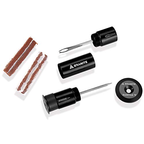 Granite Stash Kit Di Riparazione Per Forature Di Pneumatici Tubeless - Kit Di Attrezzi Per Bicicletta - Facile Da Riporre Sul Manubrio - Kit Di Ripara