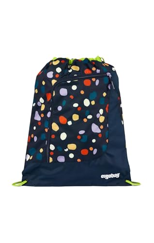Ergobag Prime School Bag Practica Sacca Sportiva, 11 Litro, Può Essere Fissato Allo Zaino, Con Tasca Frontale Mosaic Stone Bear - Blu Scuro