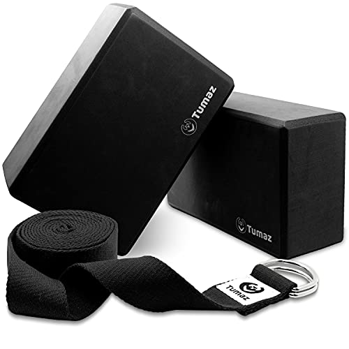 Tumaz Blocco Yoga E Cinghia Yoga, Mattoni Block Yoga In Schiuma Eva Ad Alta Densità, [Superficie Leggera, Antiscivolo, Extra Durevole] Con E-Book Di I
