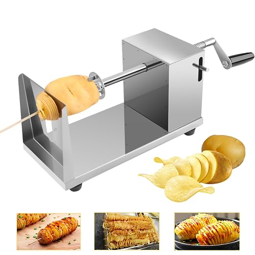 Uten Affetta Patate A Spirale, Affettatrice Spirale Di Patate In Acciaio Inox Con Manovella E Piedini In Gomma Antiscivolo Per Frutta, Patate, Tornado