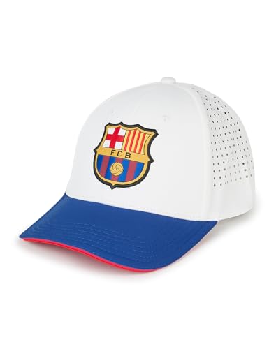 Fc Barcelona - Cappellino Con Visiera Ufficiale White Barça, Unisex Adulto, Taglia Unica