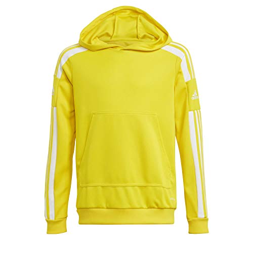 Adidas Squadra 21 Hooded Track Top, Felpa Sportiva Con Cappuccio Unisex - Bambini E Ragazzi, Team Yellow/White, 140