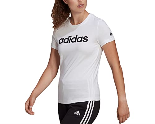 Adidas Essentials Slim Logo, T-Shirt Donna, White/Black, S