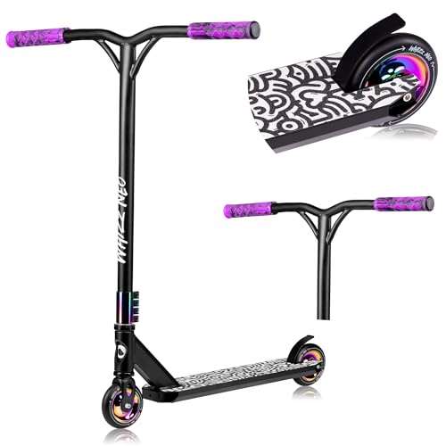 Lionelo Whizz Monopattino Stunt Scooter Freestyle, Cuscinetti Abec-9 Deck In Alluminio Sistema Di Compressione Hic Ruote Da 110 Mm Manubrio A T Largo,