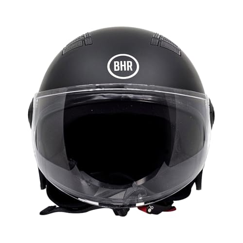 Bhr Casco Demi-Jet 834 Flow - Casco Scooter Estivo Omologato Ece 22.06 Con 16 Fori Di Aerazione - Casco Vespa Con Visiera Antigraffio E Sgancio Microm