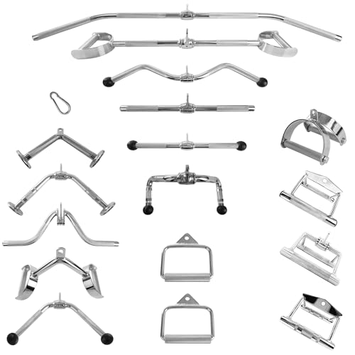 Scsports® Set Di Impugnature Per Trazioni - Barra Lat/Maniglia Parallela/Vogatore/Barra Lat Machine Curva/Tricipiti/Moschettone, Antiscivolo, Cromato