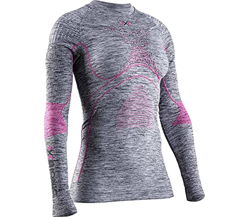 X-Bionic Energy Accumulator 4.0 Melange Round Neck Long Sleeves, Strato Base Camicia Funzionale Donna, Grey Pink, M