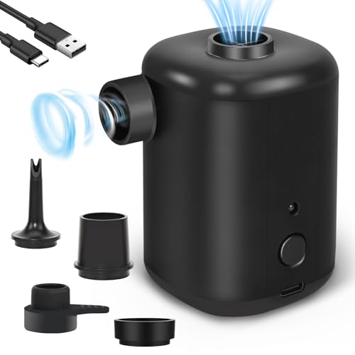 Auauraintt Pompa Elettrica, 4000 Mah Pompa Elettrica Portatile, Mini Pompa D'Aria Gonfiatore Elettrico Con 4 Ugelli D'Aria, Per Materassino, Gommone E