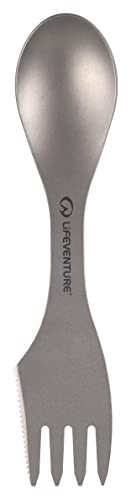 Lifeventure Spork In Titanio Super Leggero Con Tagliente Seghettato E Custodia Per Riporre Oggetti, Ideale Per Campeggio O Viaggi, 76212