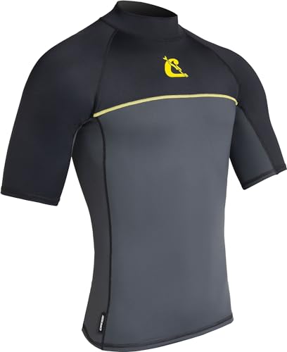 Cressi Shield Man Rash Guard Short/Sl - Rash Guard Manica Corta Protettiva Per Sup E Sport Acquatici, Nero/Grigio, Xl/5, Uomo