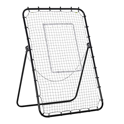 Homcom Rete Da Calcio Rebounder Pieghevole Con Bersaglio, Altezza E Angolazione Regolabili, Metallo E Pe, 123X73X178.5Cm, Nero