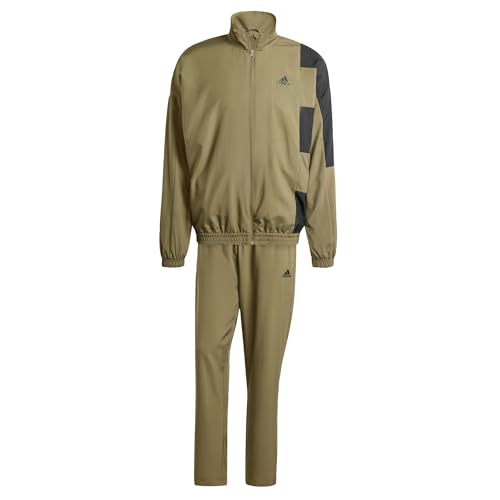 Adidas Tuta Sportiva Da Uomo Colorblock, Olive Strata/Nero, S