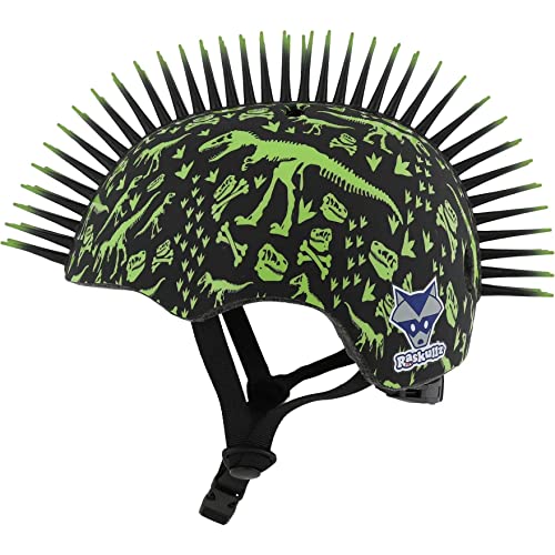 Raskullz Fit System-Casco T-Rex Bonez Mohawk, 48-52 Cm, Gioventù Unisex