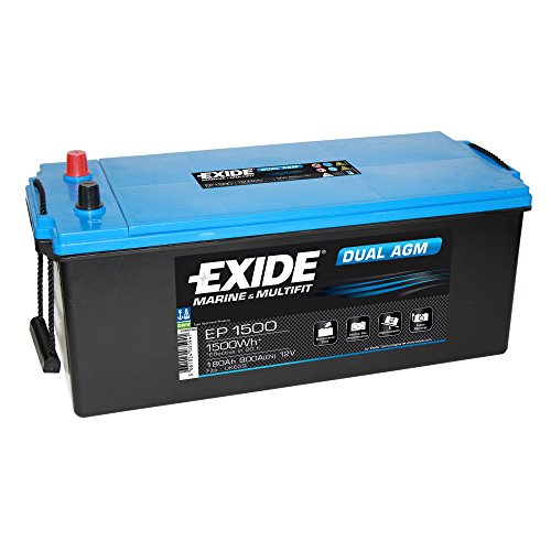 Exide Nba-923, Batería 12V/180Ah-900 Cca-Dual Agm Ep1500 Unisex-Adult, Multicolor, Standard